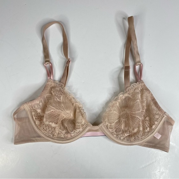 Victoria’s Secret Unlined Demi Lace Bra Tan Size 32B - Picture 1 of 6